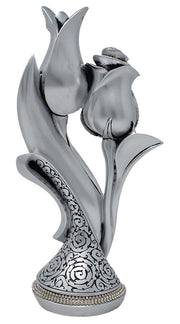 Lale Gul Tulip & Rose Allah-Muhammad Islamic Table Decor (Silver)