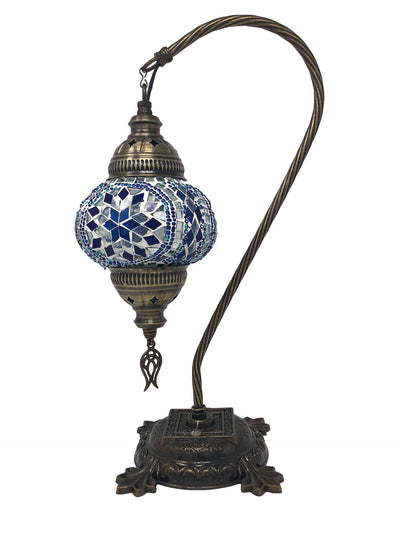 Mosaic Turkish Lamp Swan Neck Royal Blue