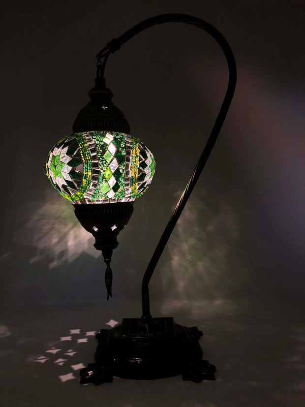 Mosaic Turkish Lamp Swan Neck Green