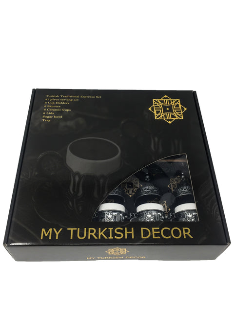 Luxurious Silver and Multicolor Turkish Coffee Set – LOKUM