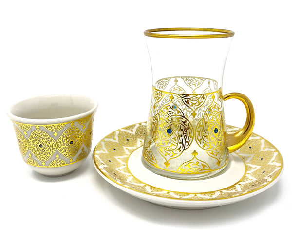 Afyon Tea Set -Gold Floral