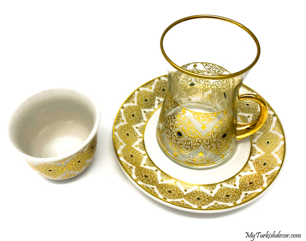 Afyon Tea Set -Gold Floral