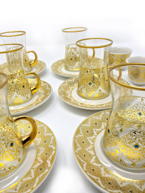 Afyon Tea Set -Gold Floral