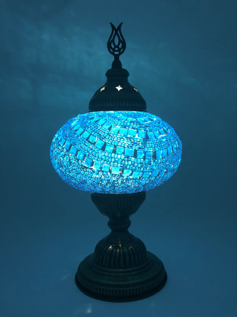 Mosaic Turkish Lamp Light Blue Large