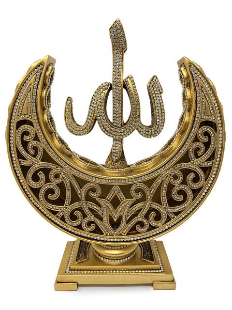 Allah-Muhammad Islamic Decor Crescents (Gold)