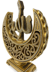 Allah-Muhammad Islamic Decor Crescents (Gold)