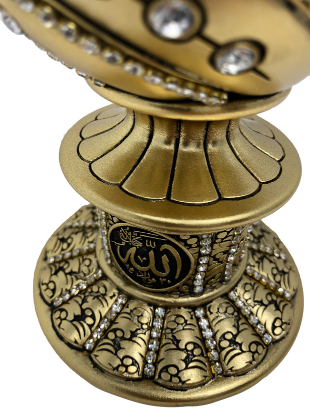 Ayat Al Kursi Islamic Table Decor Egg Sculpture (Gold 7.5in)