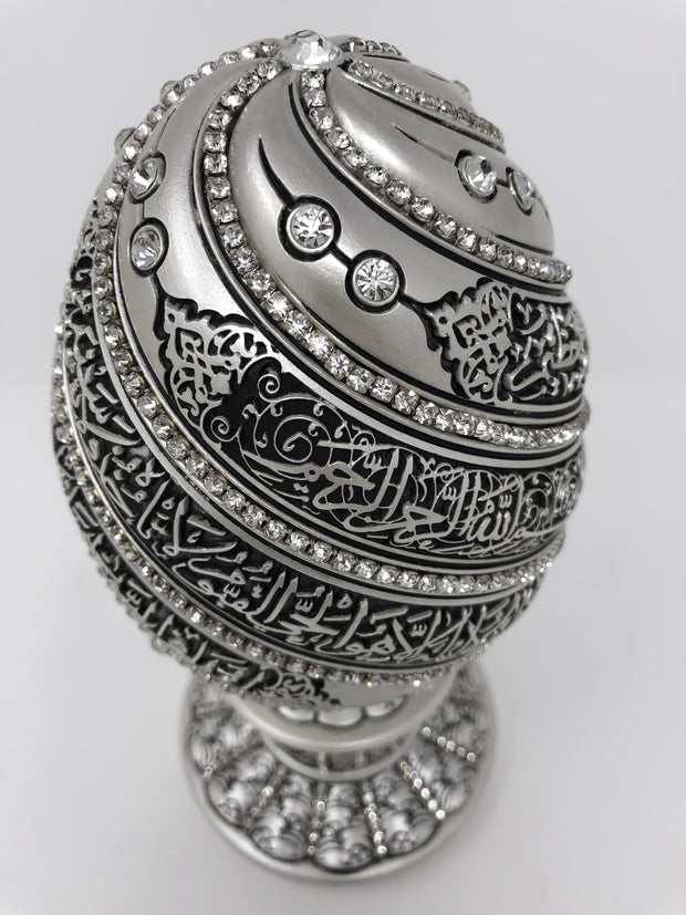 Ayat Al Kursi Islamic Table Decor Egg Sculpture (Mother of Pearl 7.5in)