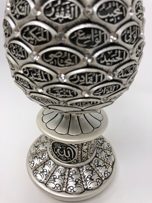 Names of Allah (SWT) Egg Shaped Islamic Table Decor (Mother of Pearl 6.5in)