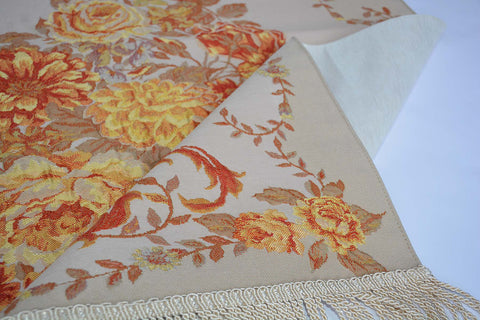 AYDIN Turkish Islamic Luxury Lavanta Large Prayer Rug Embroidered Floral Pattern- Orange