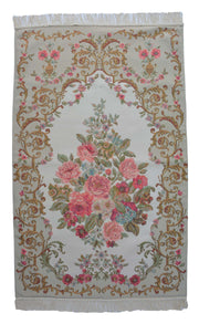 AYDIN Turkish Islamic Luxury Lavanta Large Prayer Rug Embroidered Floral Pattern- Pink