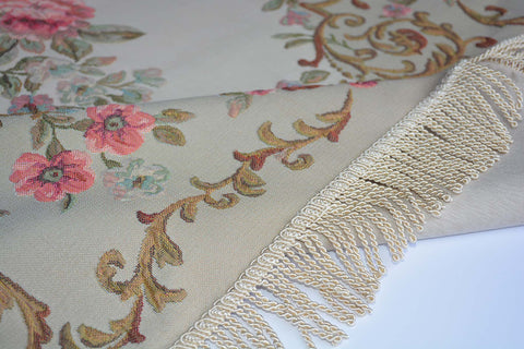 AYDIN Turkish Islamic Luxury Lavanta Large Prayer Rug Embroidered Floral Pattern- Rose Gold