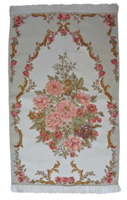 AYDIN Turkish Islamic Luxury Lavanta Large Prayer Rug Embroidered Floral Pattern- Rose Gold
