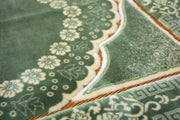 Lux Plush Velvet Prayer Rug Luxury Islamic Muslim Sajadah- Green
