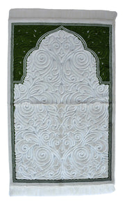 Plush Velvet Prayer Rug Luxury Islamic Muslim Sajadah- Green