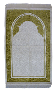Plush Velvet Prayer Rug Luxury Islamic Muslim Sajadah- Light Green