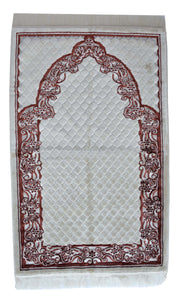 Plush Velvet Prayer Rug Luxury Islamic Muslim Sajadah- Light Brown
