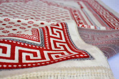 Plush Velvet Prayer Rug Luxury Islamic Muslim Sajadah- Red