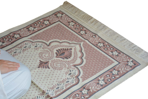 Plush Velvet Prayer Rug Luxury Islamic Muslim Sajadah- Rose Gold