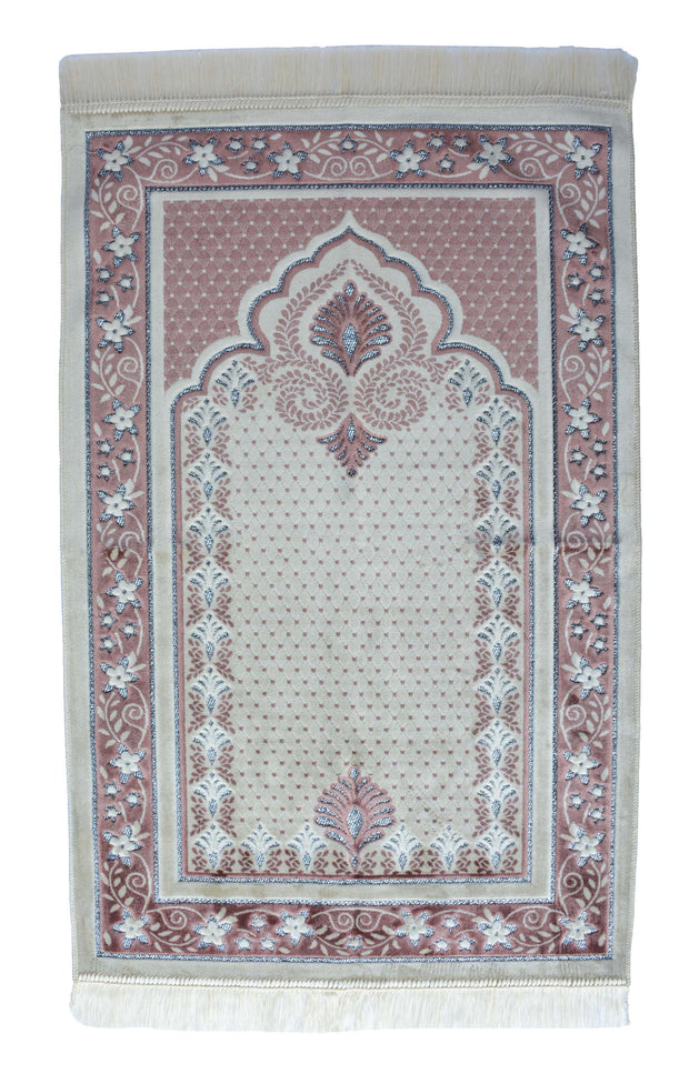 Plush Velvet Prayer Rug Luxury Islamic Muslim Sajadah- Rose Gold