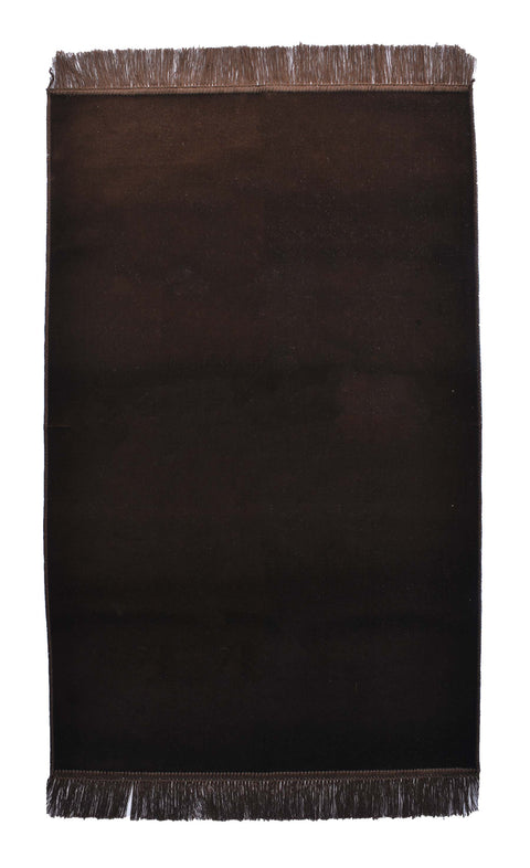 Turkish Prayer Rug Luxury Islamic Muslim Velvet Sajadah- Dark Brown