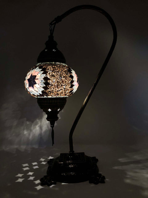 Mosaic Turkish Lamp Swan Neck Rose Gold