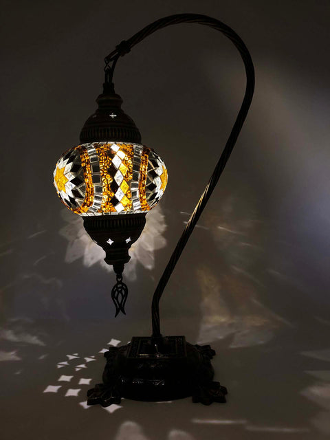 Mosaic Turkish Lamp Swan Neck Royal Gold