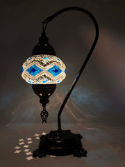 Mosaic Turkish Lamp Swan Neck Royal White