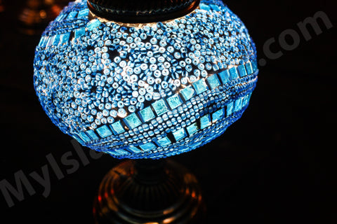 Mosaic Turkish Lamp Light Blue Large