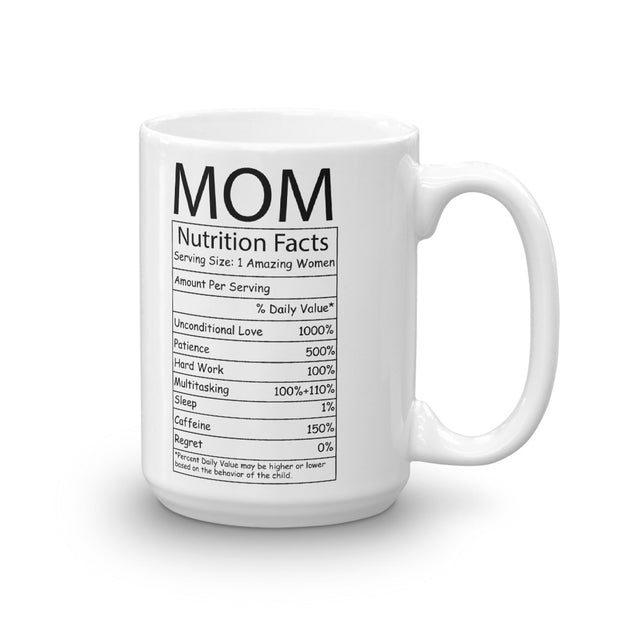 Mother's Day Coffee Mug - Mom Nutrition Facts - Mom's Birthday, Anniversary Gift Mug - Mother's Day Gift Idea